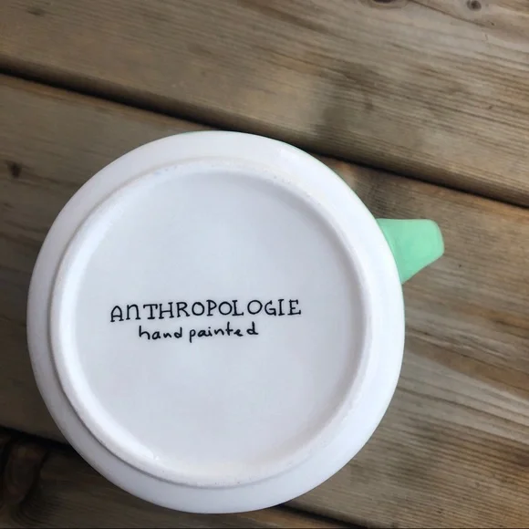 Anthropologie Hand Painted Letter A Coffee Mug Cup Monogram Green - Picture 5 of 5